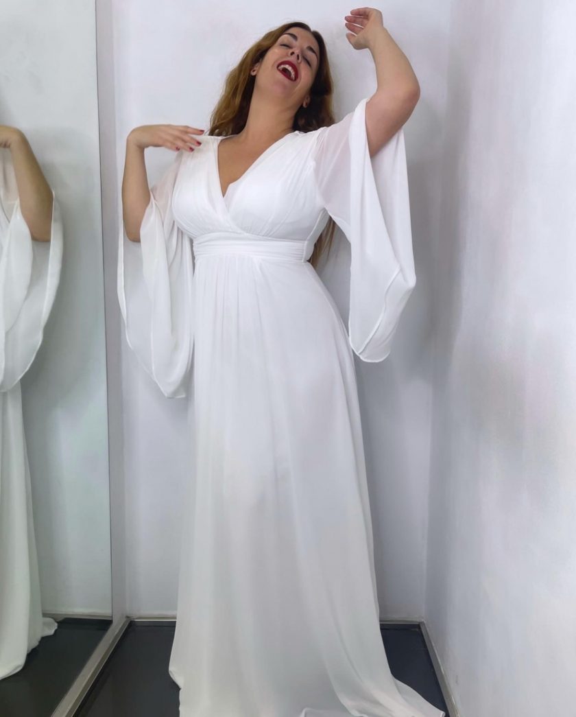 Vestido Gasa Mangas Novia - Imagen 10