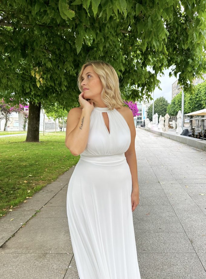 Vestido Tul Halter Largo Novia
