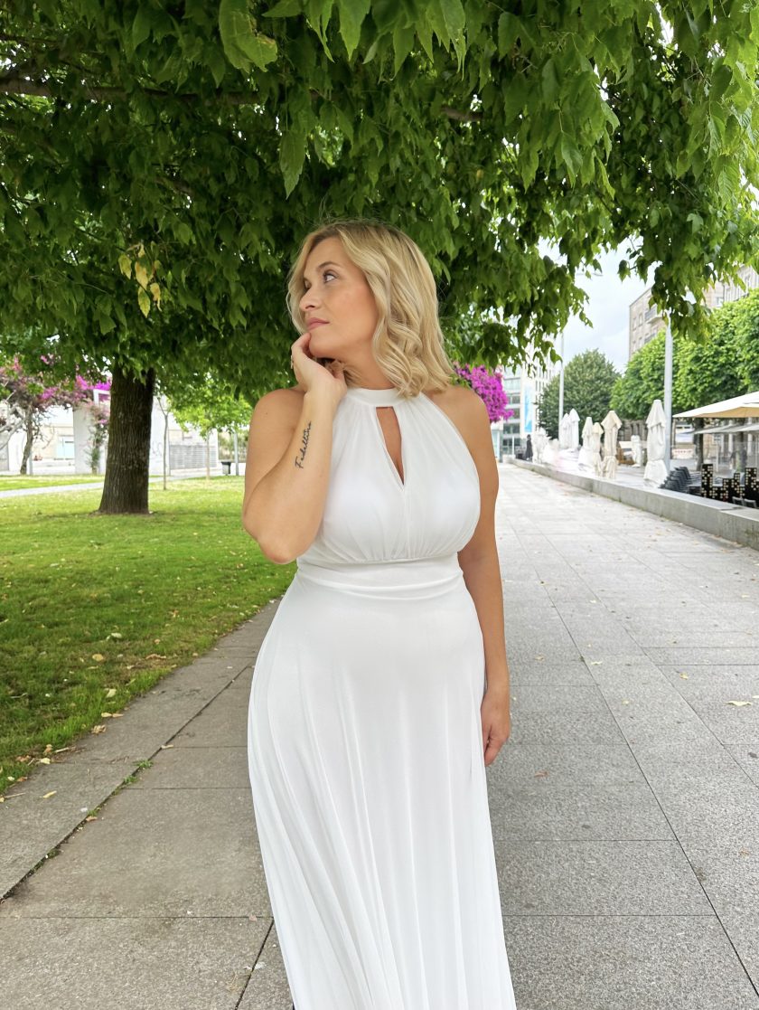 Vestido Tul Halter Largo Novia