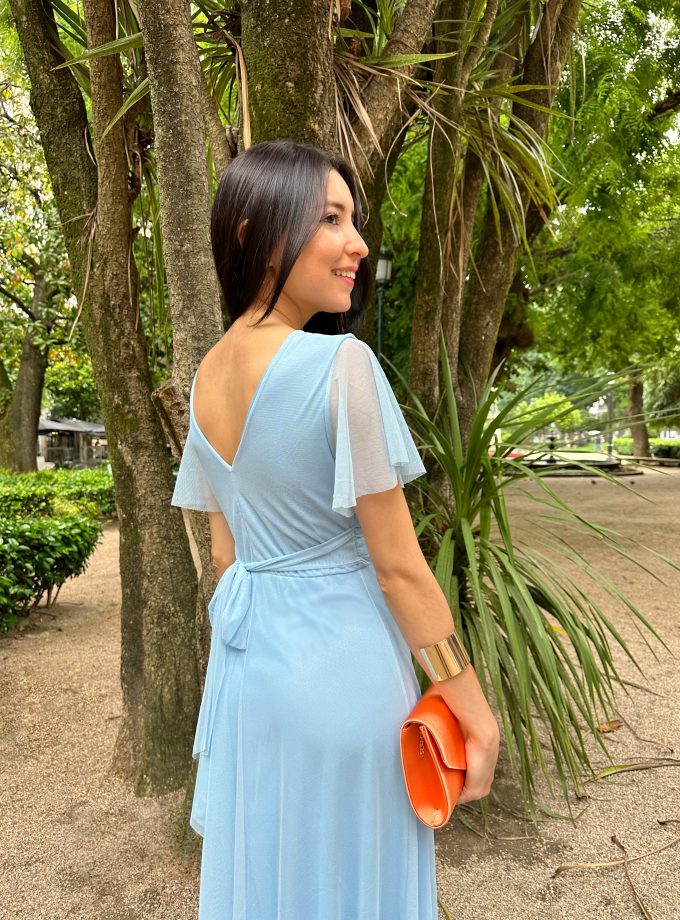 Vestido Tul Basic Mangas