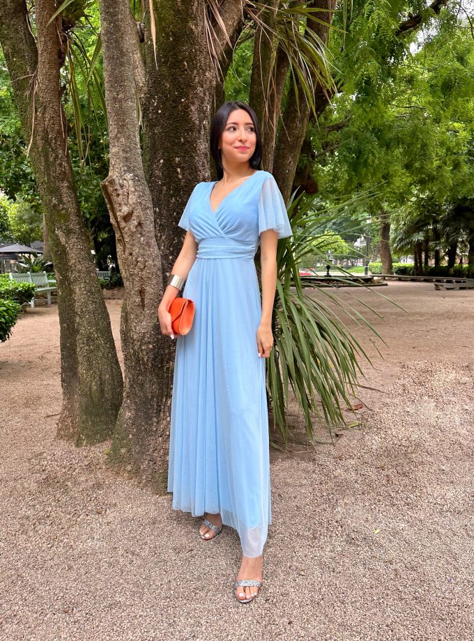 Vestido Tul Basic Mangas