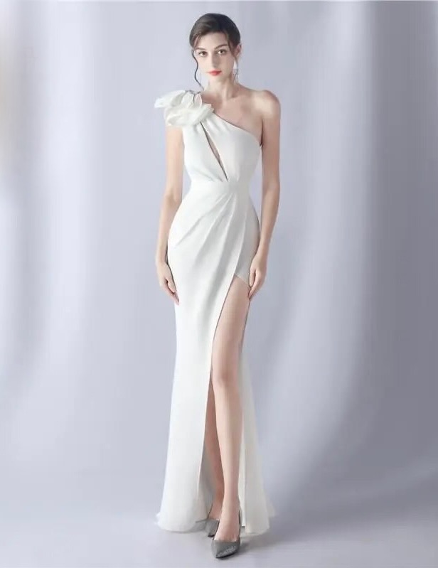 Vestido Sirena Hombro Flor Novia