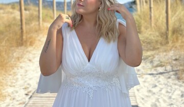Vestido Capa Cintura Flores Curvy Novia