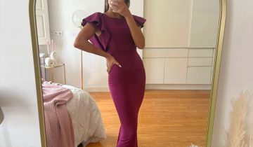 Vestido Sirena Manga Corta Volantes