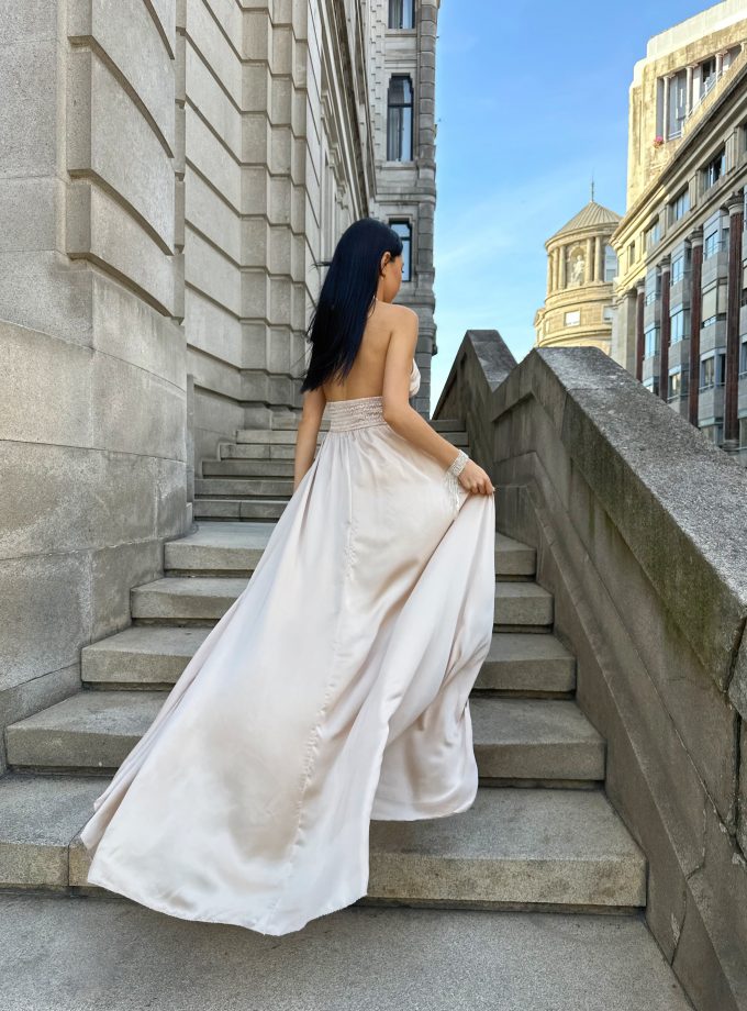 Vestido Seda Pecho Cruzado