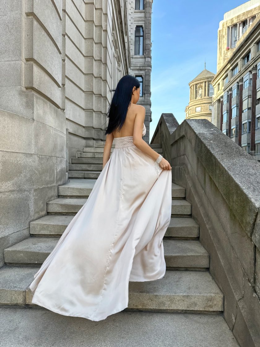 Vestido Seda Pecho Cruzado - Imagen 8