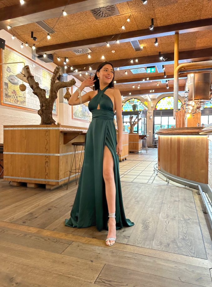 Vestido Seda Pecho Cruzado