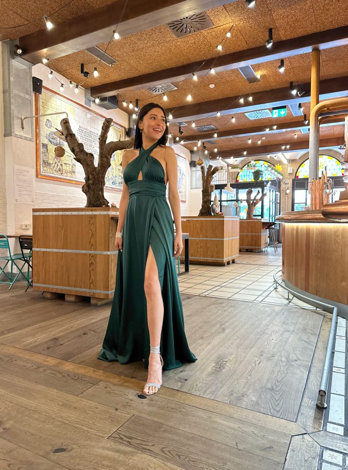 Vestido Seda Pecho Cruzado