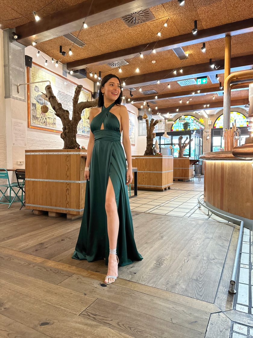 Vestido Seda Pecho Cruzado - Imagen 3