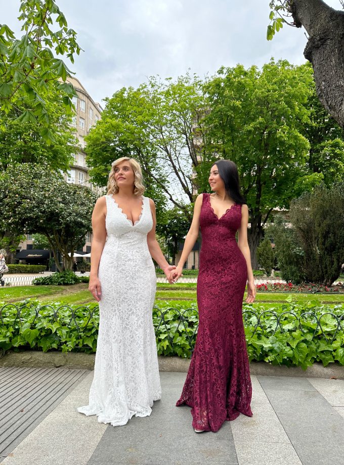 Vestido Encaje Sirena Espalda Novia