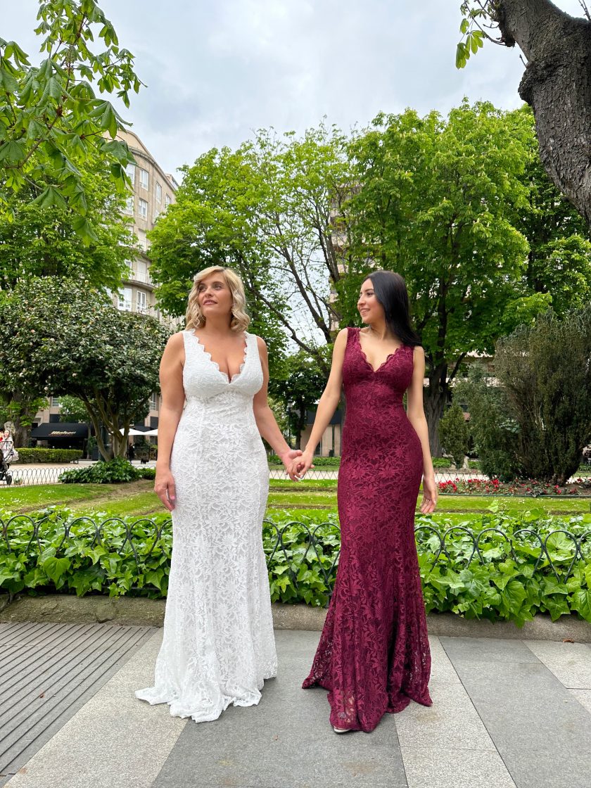 Vestido Encaje Sirena Espalda Novia