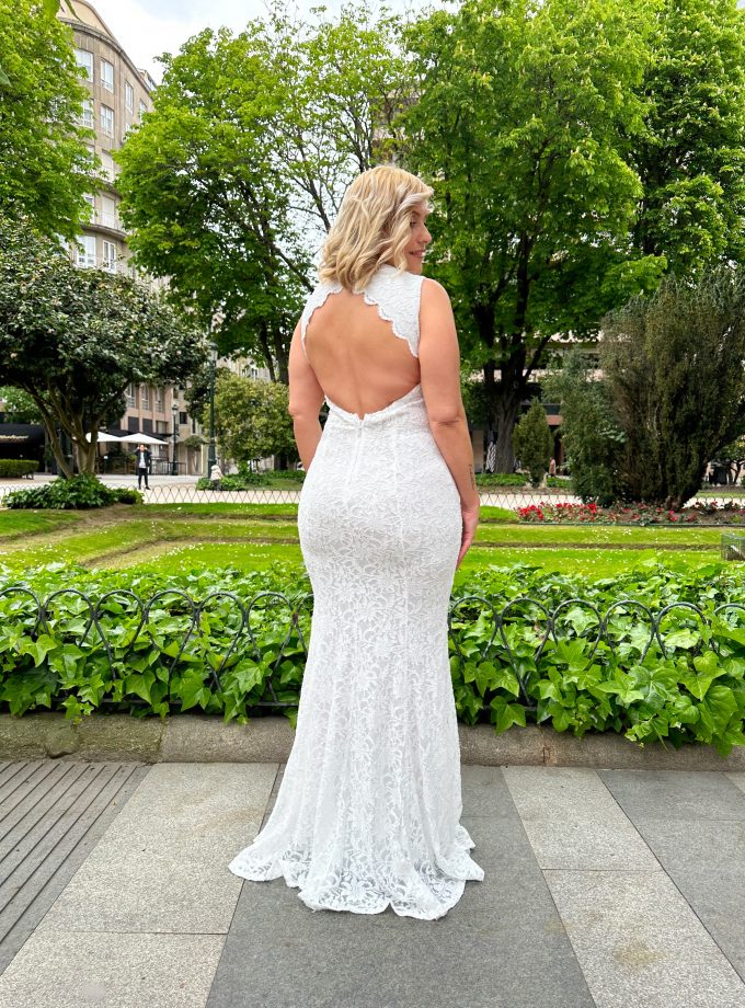 Vestido Encaje Sirena Espalda Novia