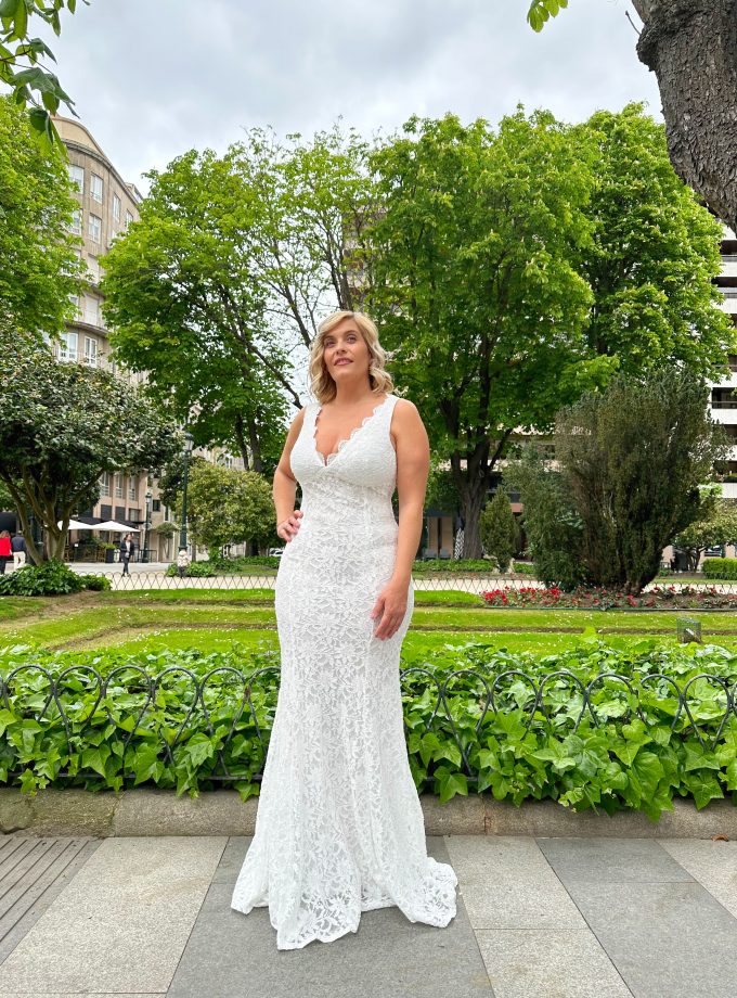 Vestido Encaje Sirena Espalda Novia