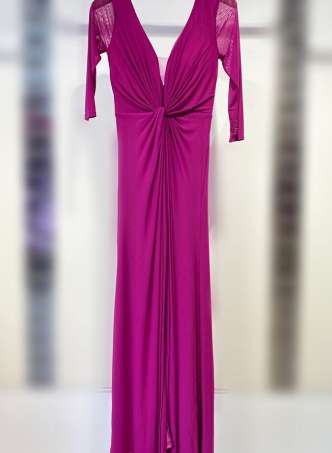 Vestido Nudo Mangas Traslúcidas