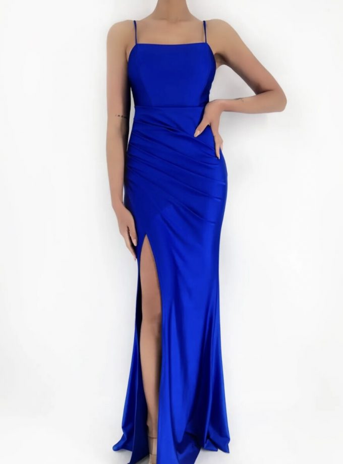 Vestido Seda Elástico Drapeado Espalda