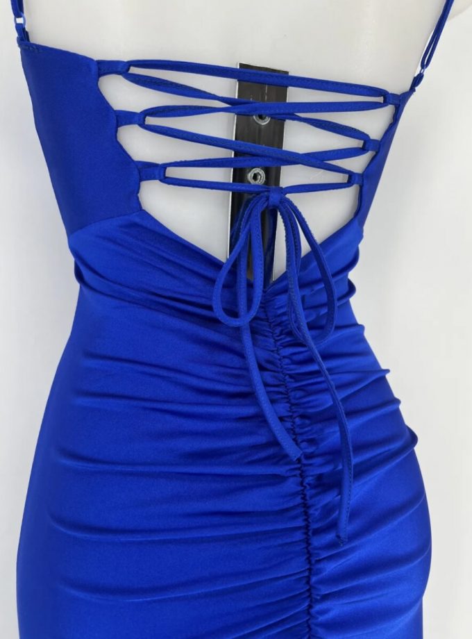 Vestido Seda Elástico Drapeado Espalda