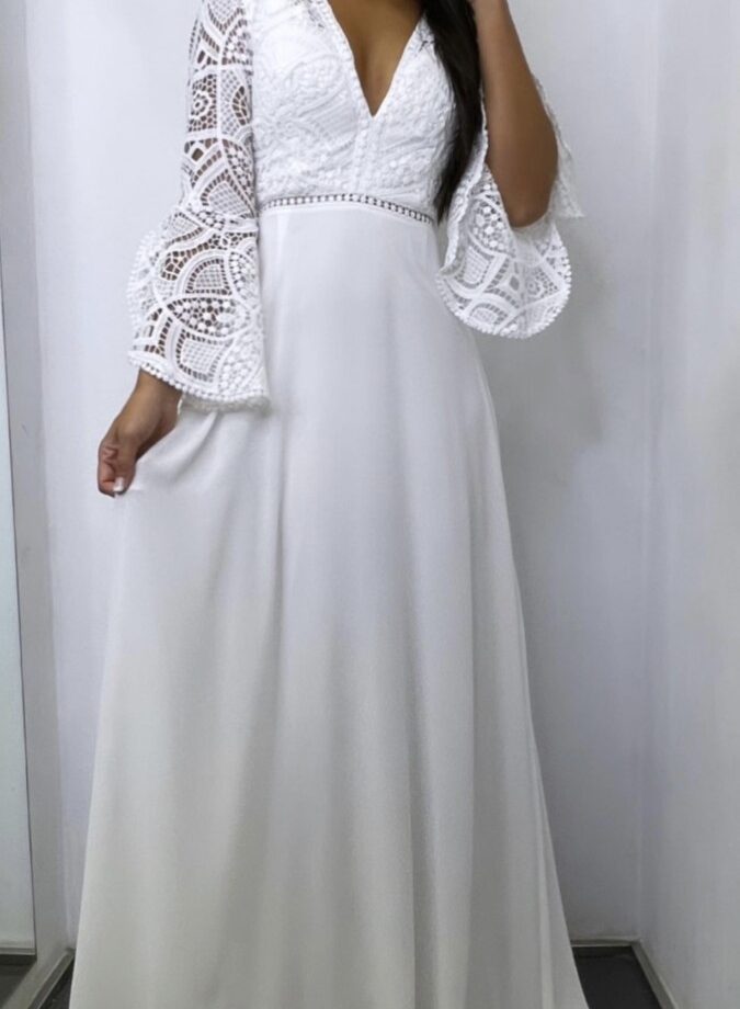 Vestido Ibiza Mangas Volante Novia