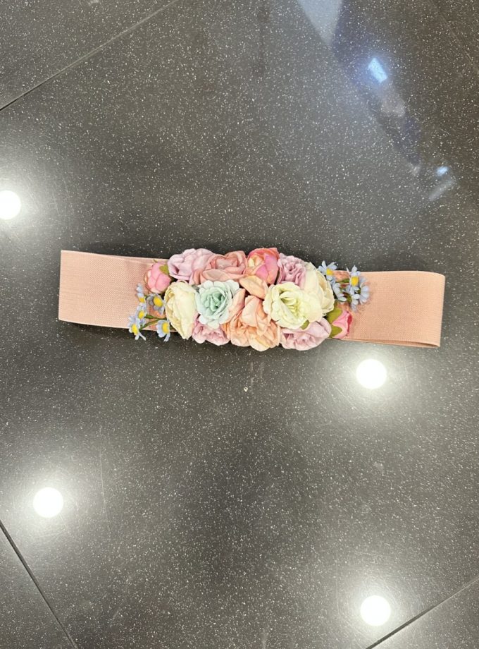 Cinturón Floral Elástico Rosa