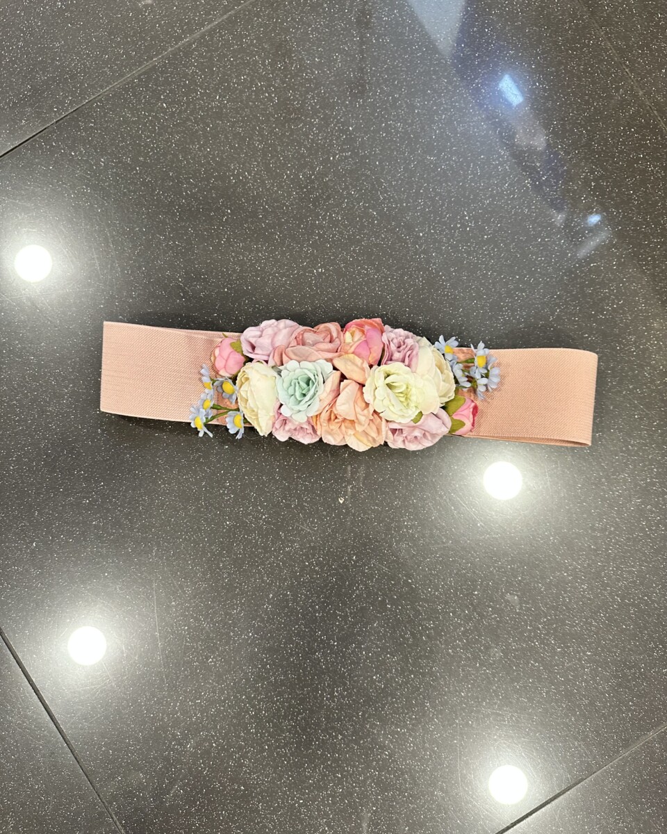 Cinturón Floral Elástico Rosa