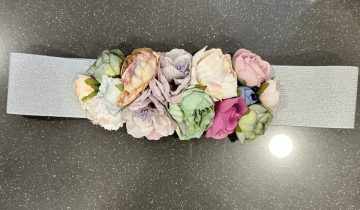 Cinturón Floral Elástico Plata