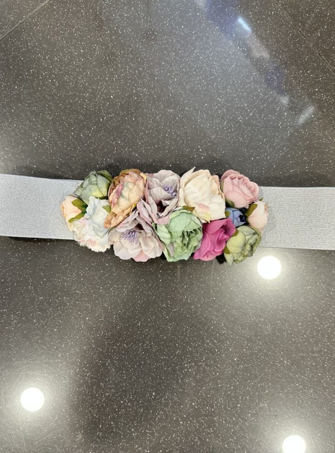 Cinturón Floral Elástico Plata