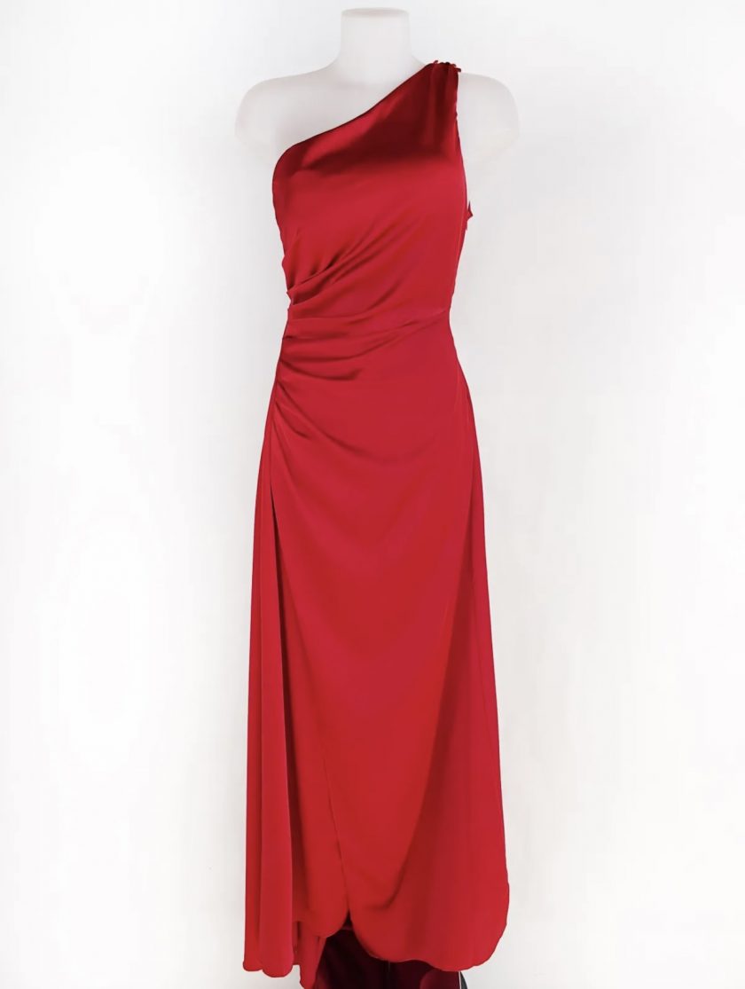 Vestido Asimétrico Seda Cola - Imagen 8