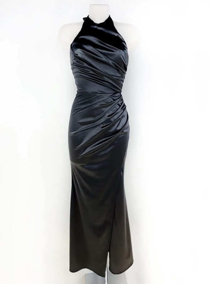 Vestido Seda Halter Drapeado