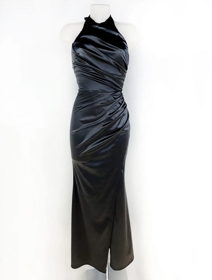 Vestido Seda Halter Drapeado - Imagen 10