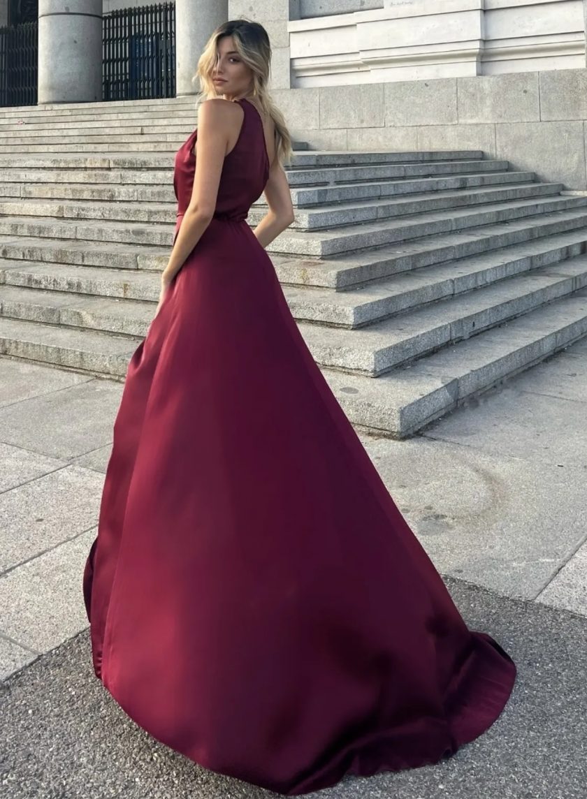 Vestido Asimétrico Seda Cola - Imagen 2