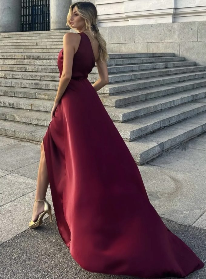 Vestido Asimétrico Seda Cola