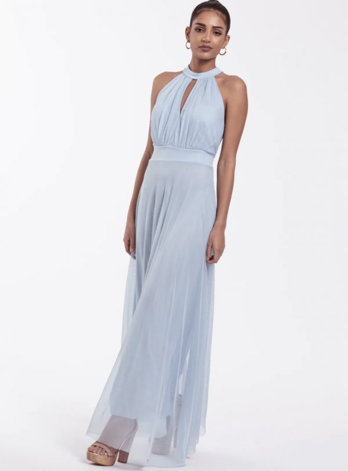 Vestido Tul Halter Largo