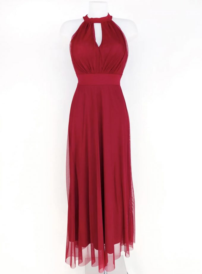 Vestido Tul Halter Largo