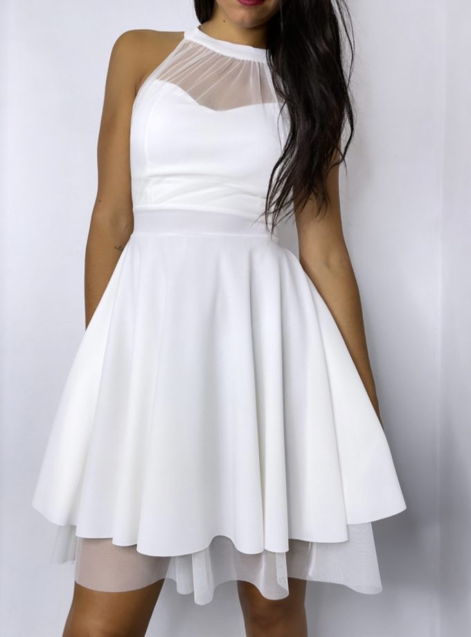 Vestido Halter Vuelo Tul Novia