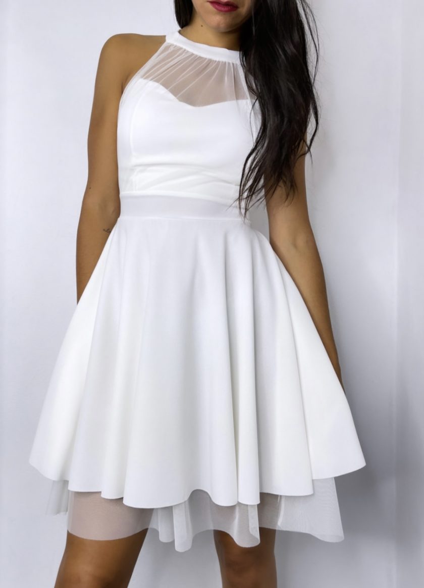 Vestido Halter Vuelo Tul Novia