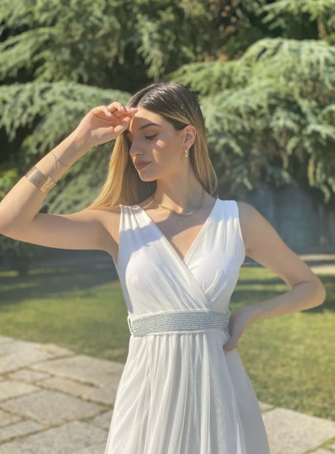 Vestido Tul Brillos Cintura Novia