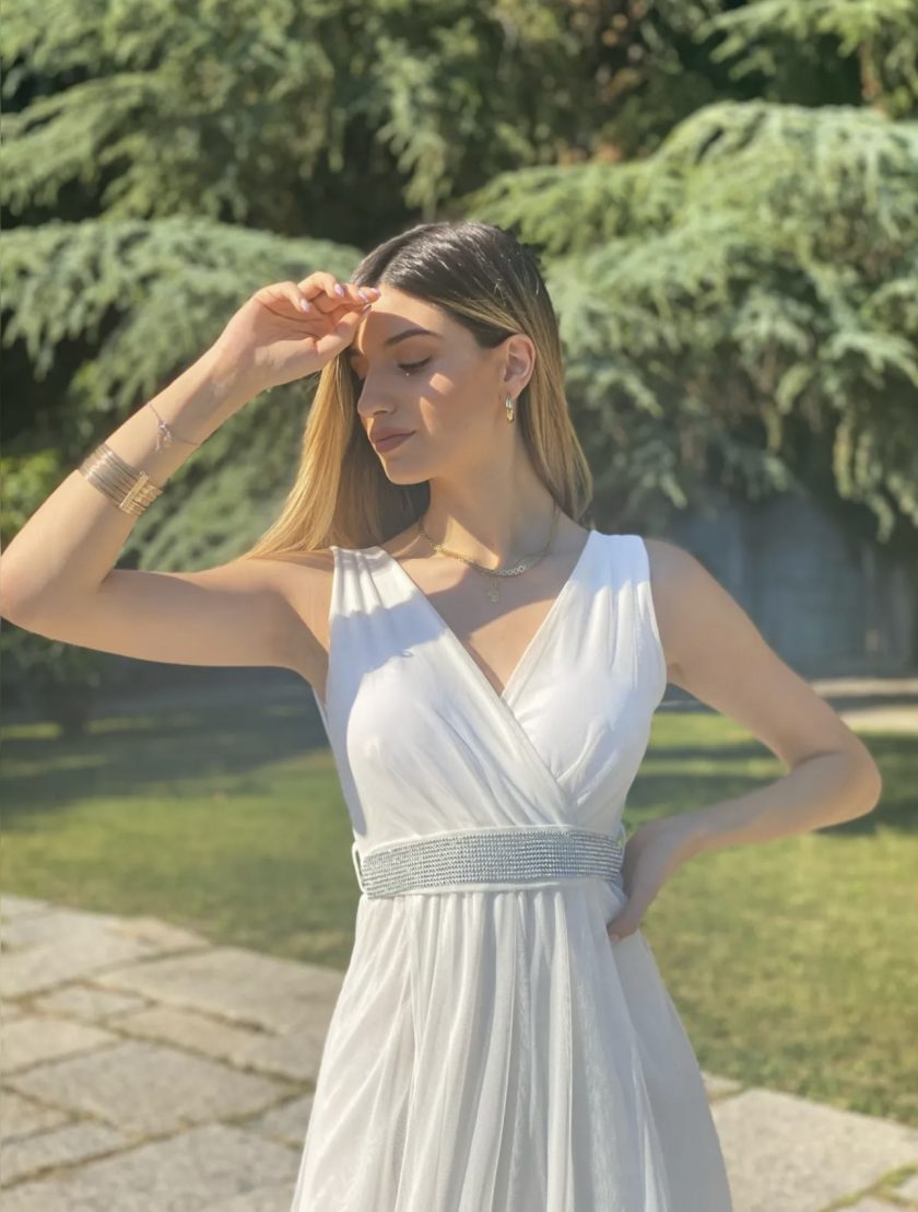 Vestido Tul Brillos Cintura Novia - Imagen 2