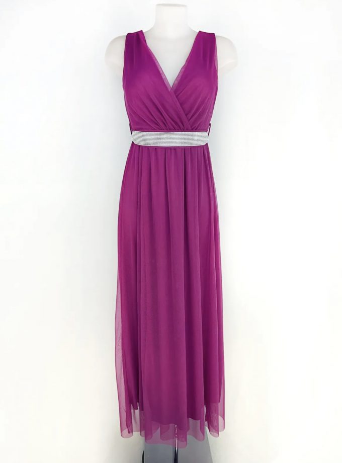 Vestido Tul Basic Cintura Brillos