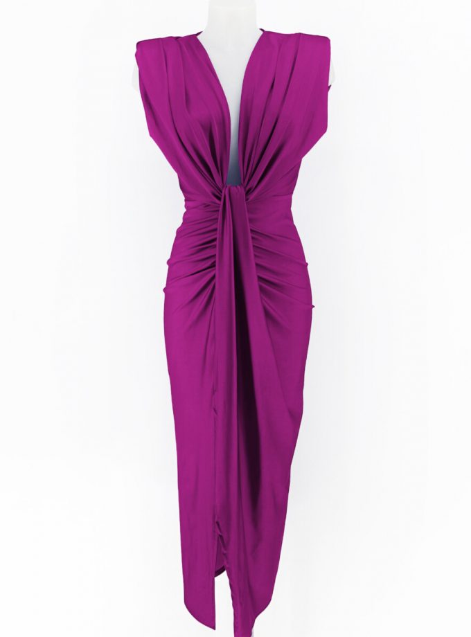 Vestido Seda Escote Nudo