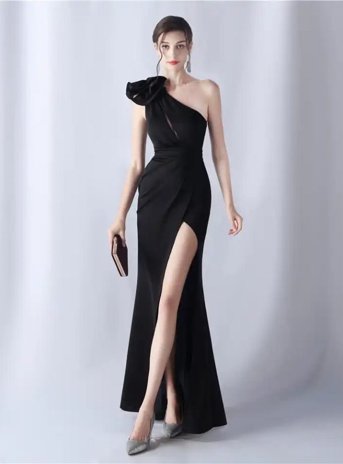 Vestido Sirena Hombro Flor