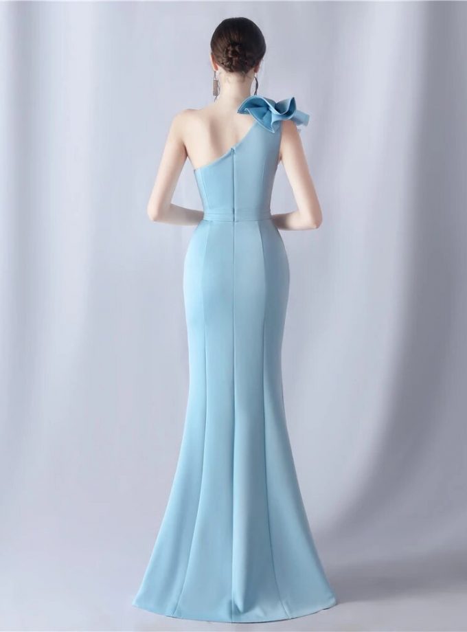 Vestido Sirena Hombro Flor