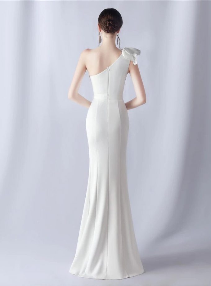 Vestido Sirena Hombro Flor