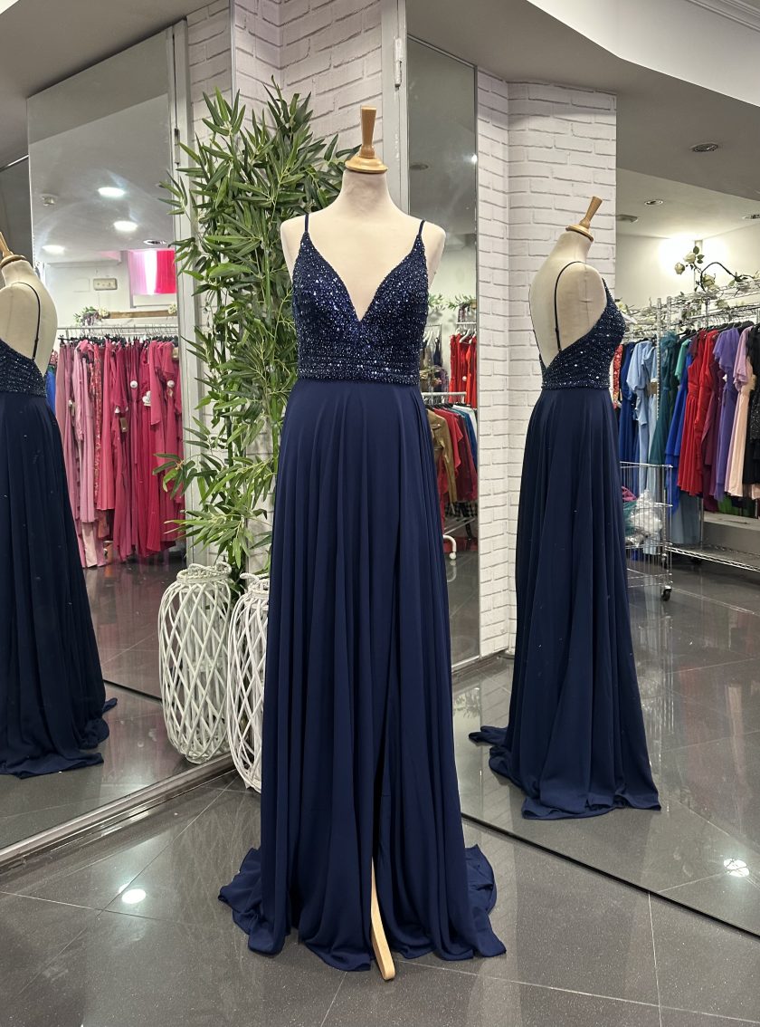 Vestido Gasa Brillos Pecho - Imagen 8