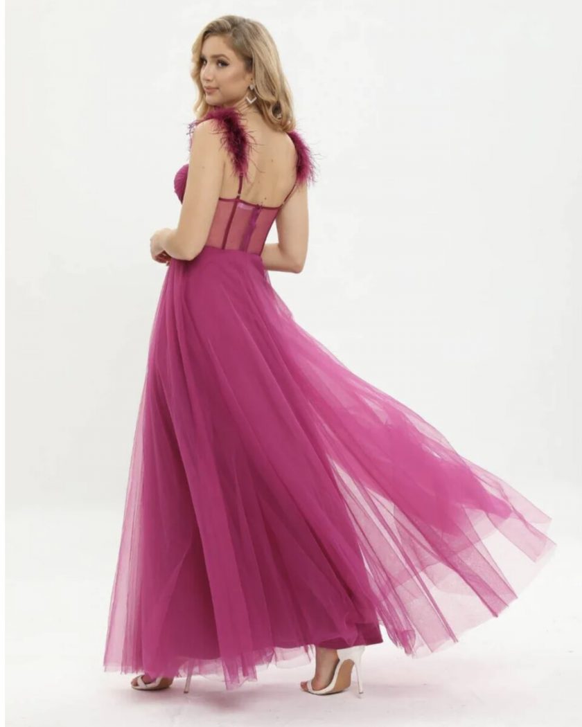 Vestido Corsé Transparecias Plumas - Imagen 3