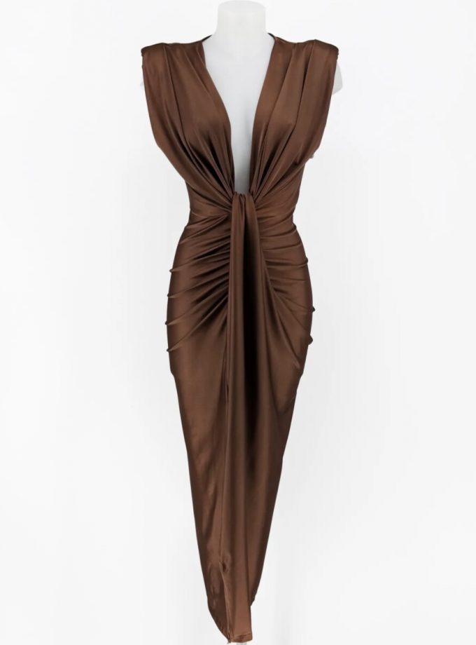 Vestido Seda Escote Nudo