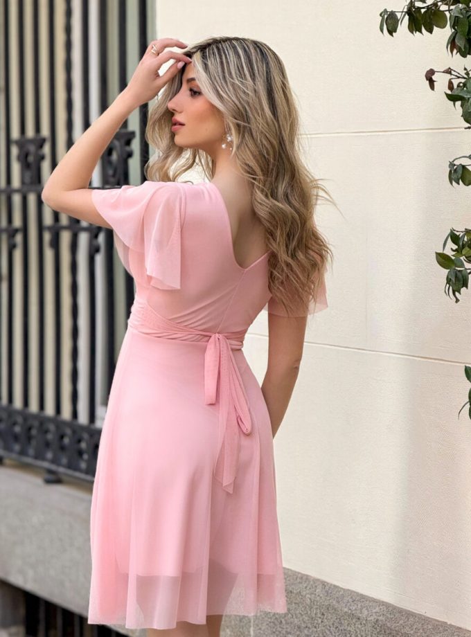 Vestido Tul Mangas Corto