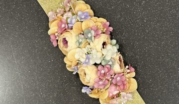 Cinturón Floral Elástico Dorado