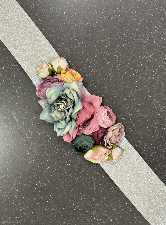 Cinturón Floral Elástico Plata