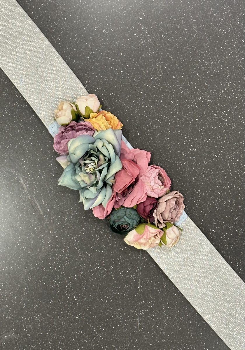 Cinturón Floral Elástico Plata