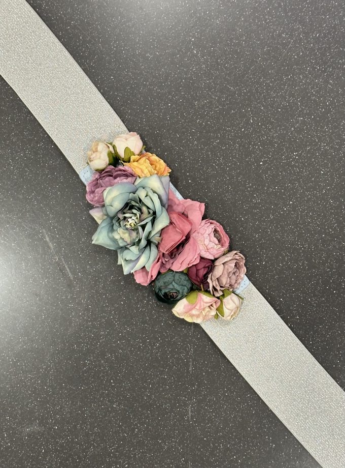 Cinturón Floral Elástico Plata