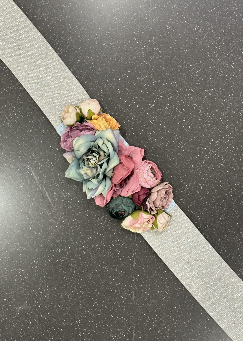 Cinturón Floral Elástico Plata